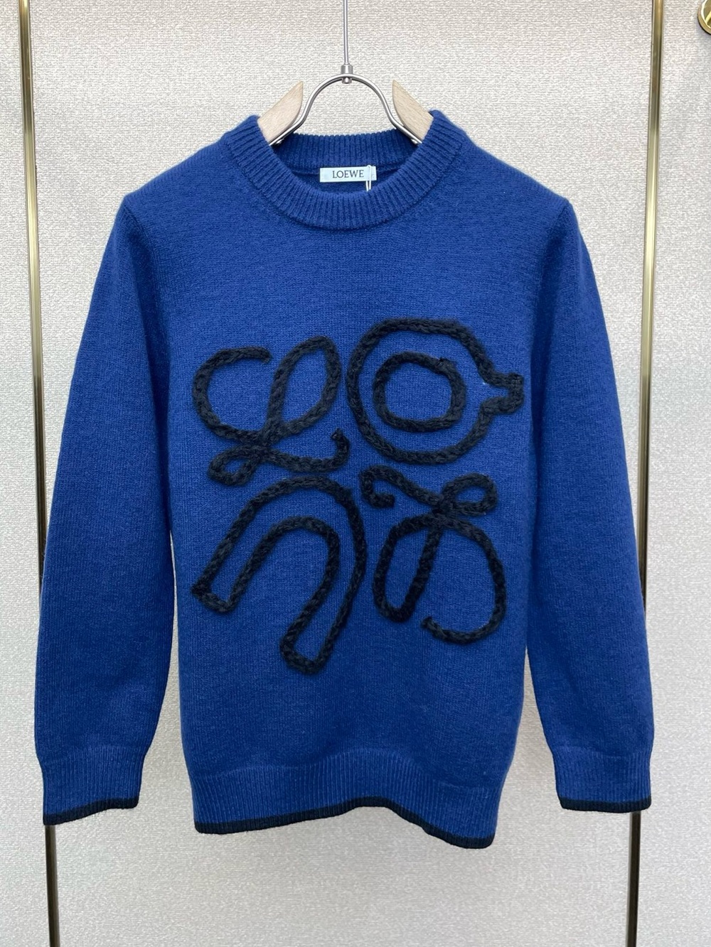 Loewe Royal Blue Sweater with Black Raised Anagram